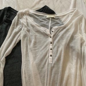 A&F gray & white (sheer) long sleeve tee’s